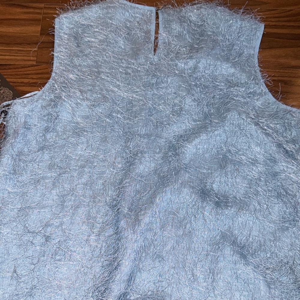 Vince Camuto Pale Blue Fuzzy Sleeveless Shell - Picture 4 of 4